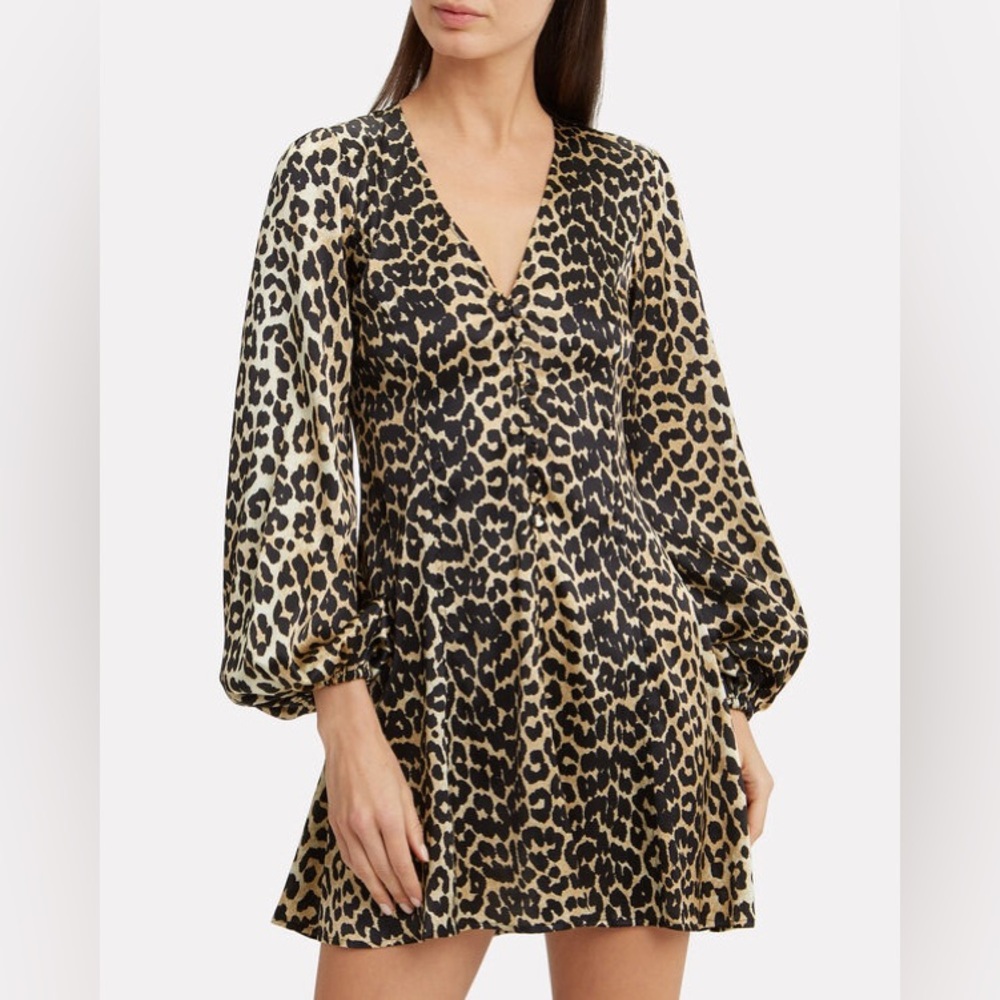 GANNI
100% Silk Animal Print Leopard Dress
